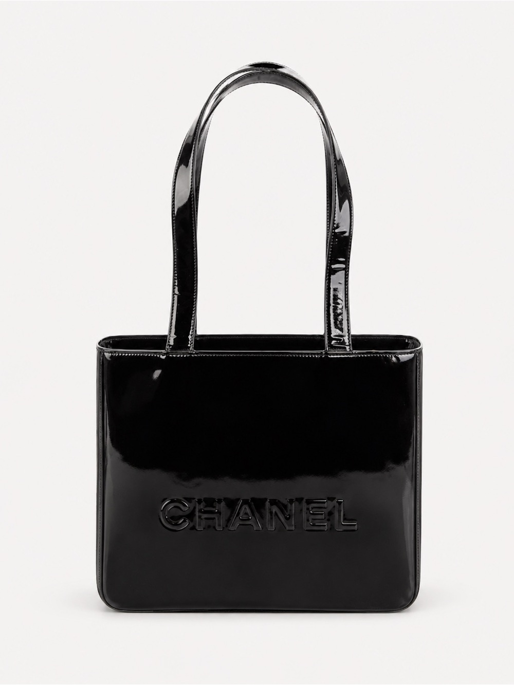 Chanel Logo Patent Leather Tote Bag